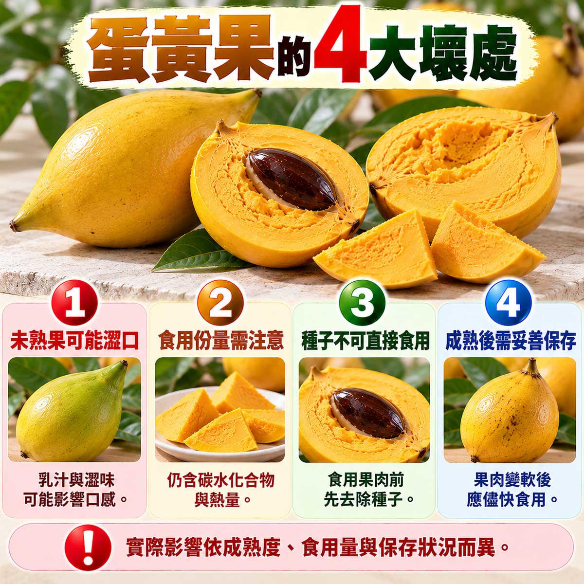 蛋黃果4大壞處，未熟果澀味、食用份量、種子與保存注意事項