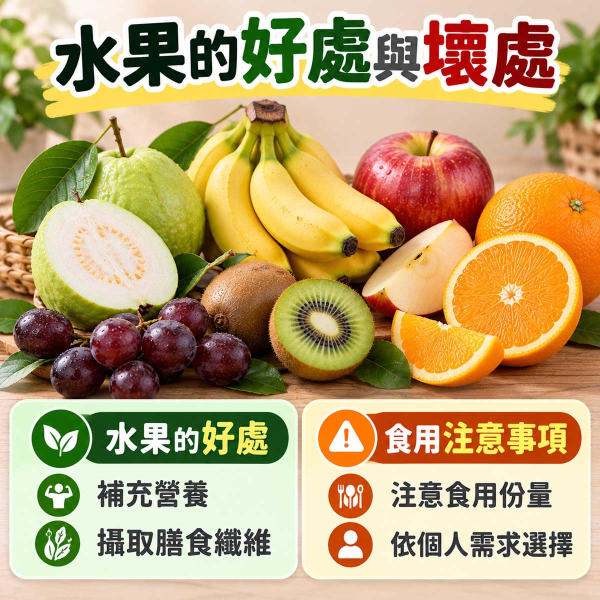 水果的好處與壞處總覽，芭樂香蕉蘋果與常見水果營養介紹