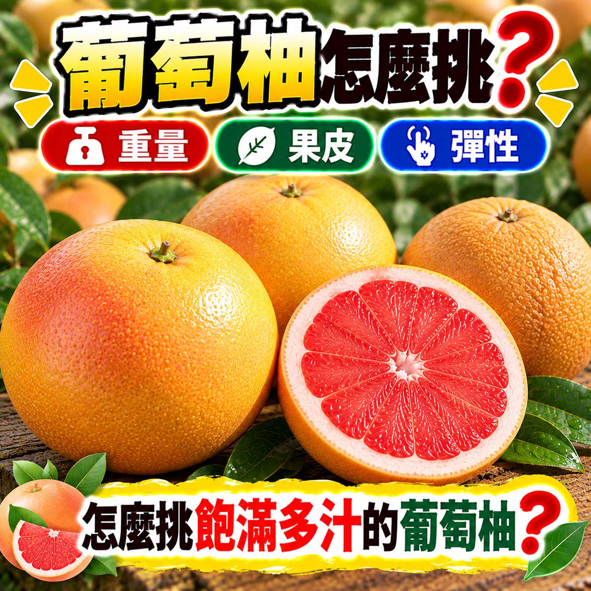 葡萄柚果形果皮重量彈性與新鮮度怎麼挑代表圖