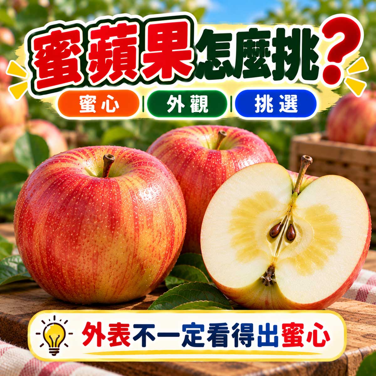蜜蘋果蜜心蜜腺切面與外觀判斷怎麼挑代表圖