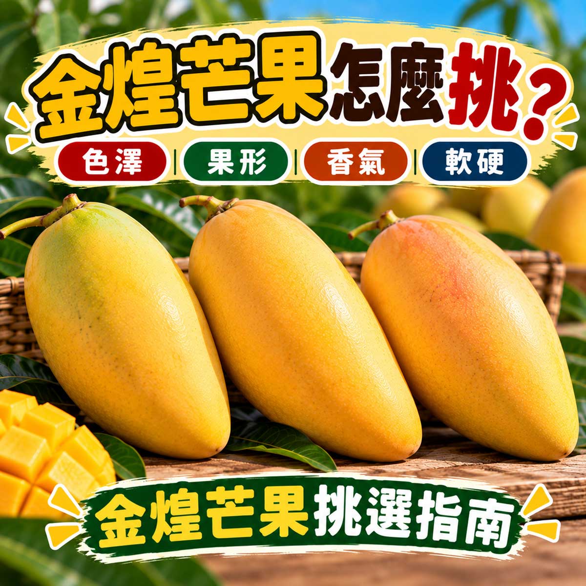 金煌芒果黃色色澤與成熟度怎麼挑代表圖