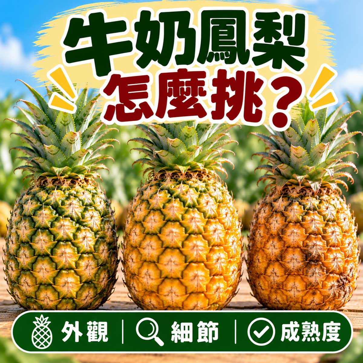 牛奶鳳梨怎麼挑代表圖