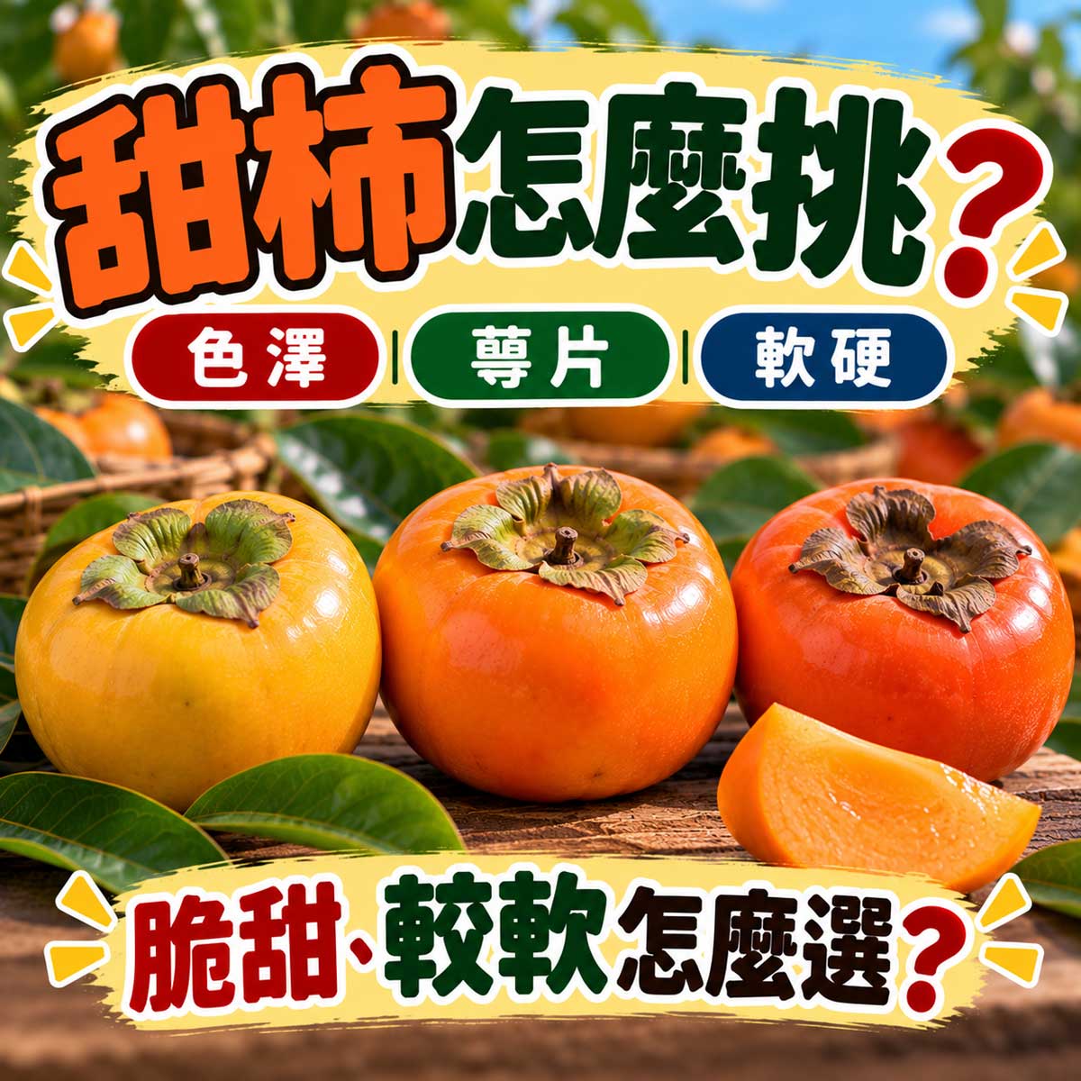 甜柿脆熟軟硬度與成熟度怎麼挑代表圖