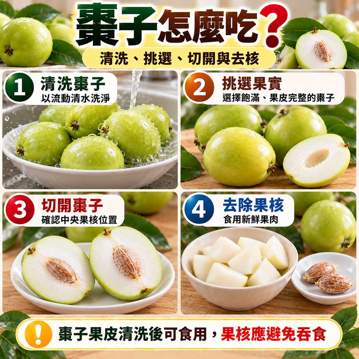 棗子怎麼吃？清洗、挑選、切開與去除中央堅硬果核四步驟