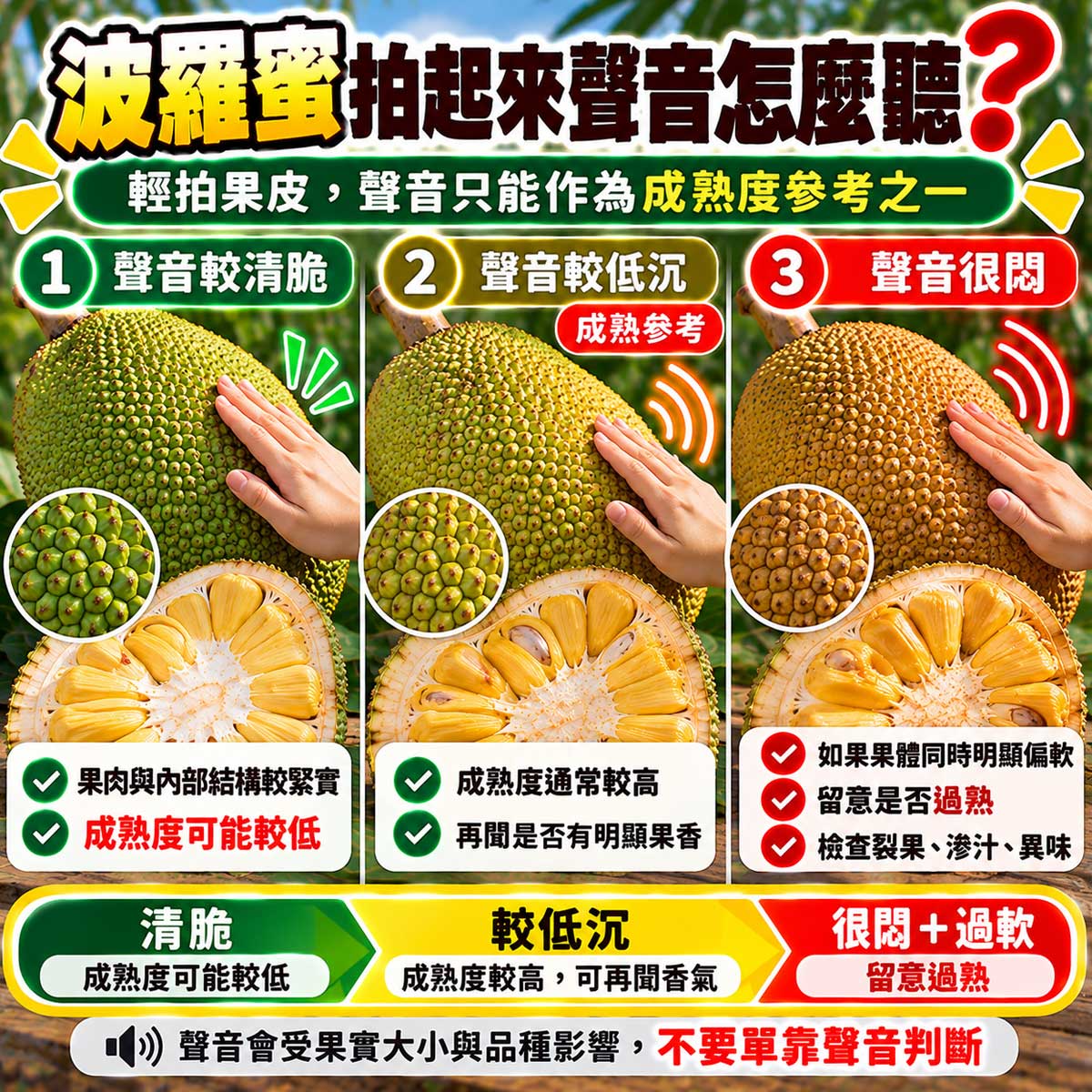 波羅蜜輕拍清脆低沉與很悶聲音成熟度比較