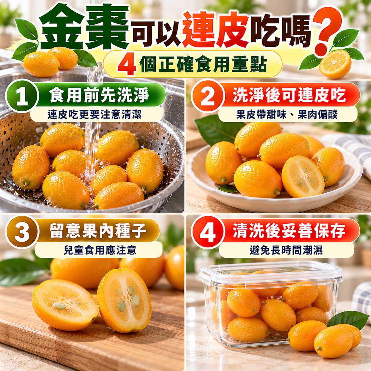 金棗可以連皮吃嗎？新鮮金棗清洗、整顆食用、種子與保存教學