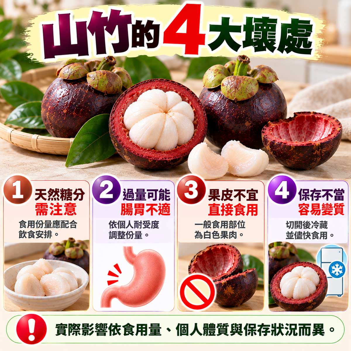 山竹4大壞處，天然糖分、腸胃不適、果皮與保存注意事項
