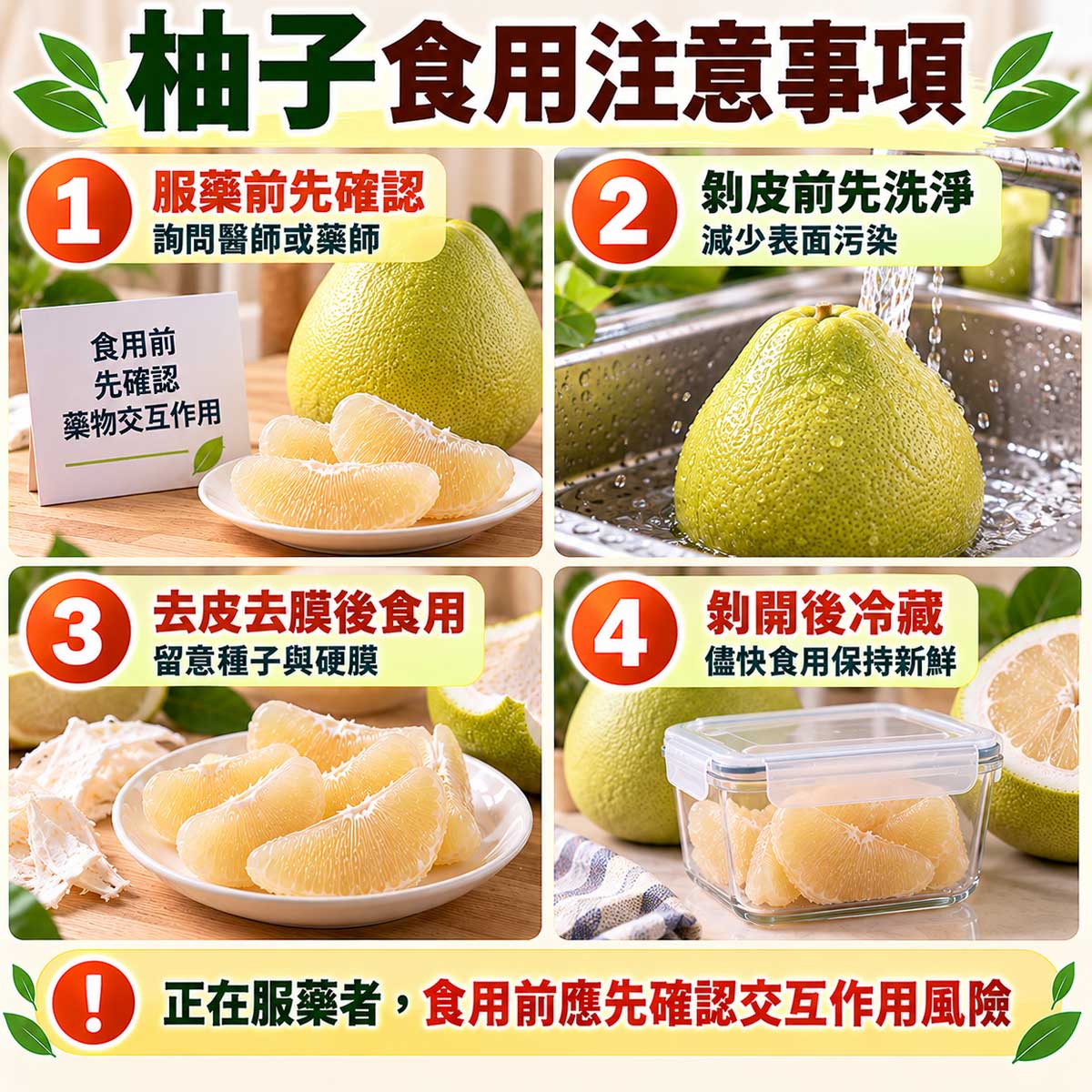 柚子食用注意事項，服藥確認、清洗、剝除果膜與冷藏保存｜北投之家水果買賣平台