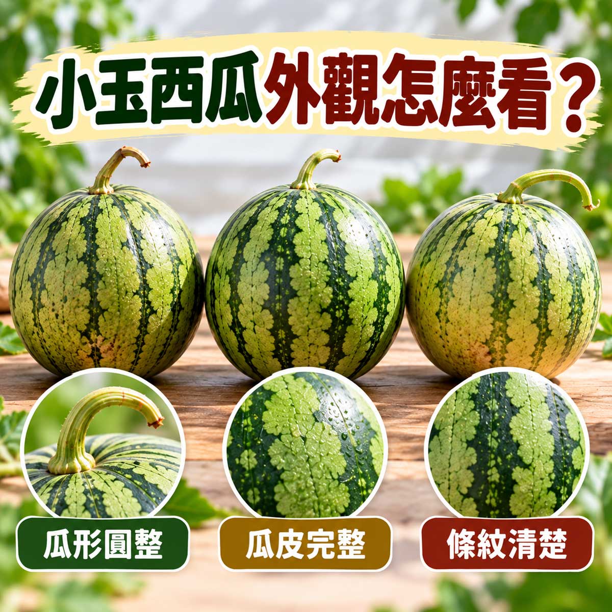 小玉西瓜瓜形果皮與紋路挑選比較