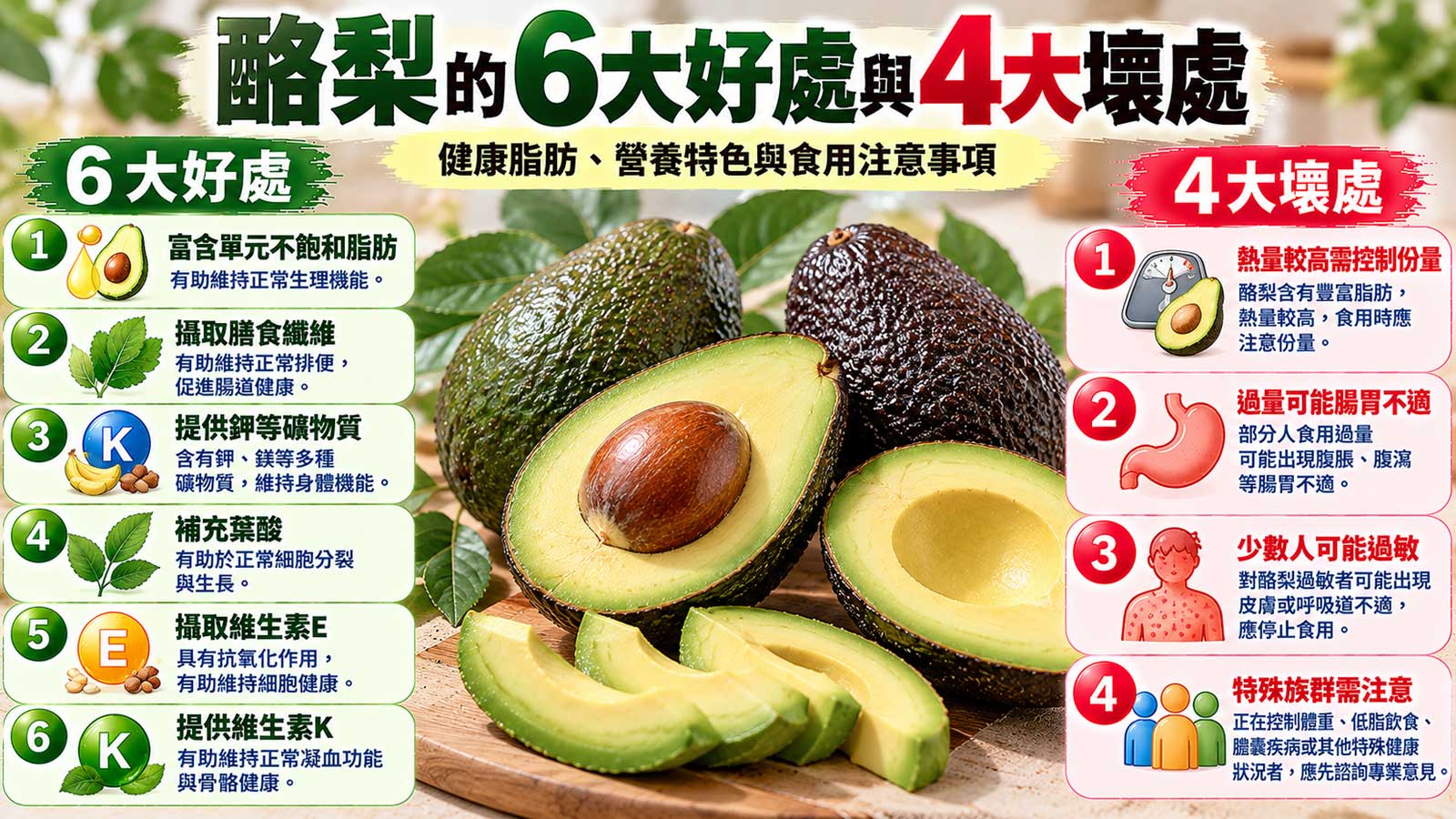 酪梨的6大好處與4大壞處及食用注意事項，酪梨健康脂肪、營養與風險
