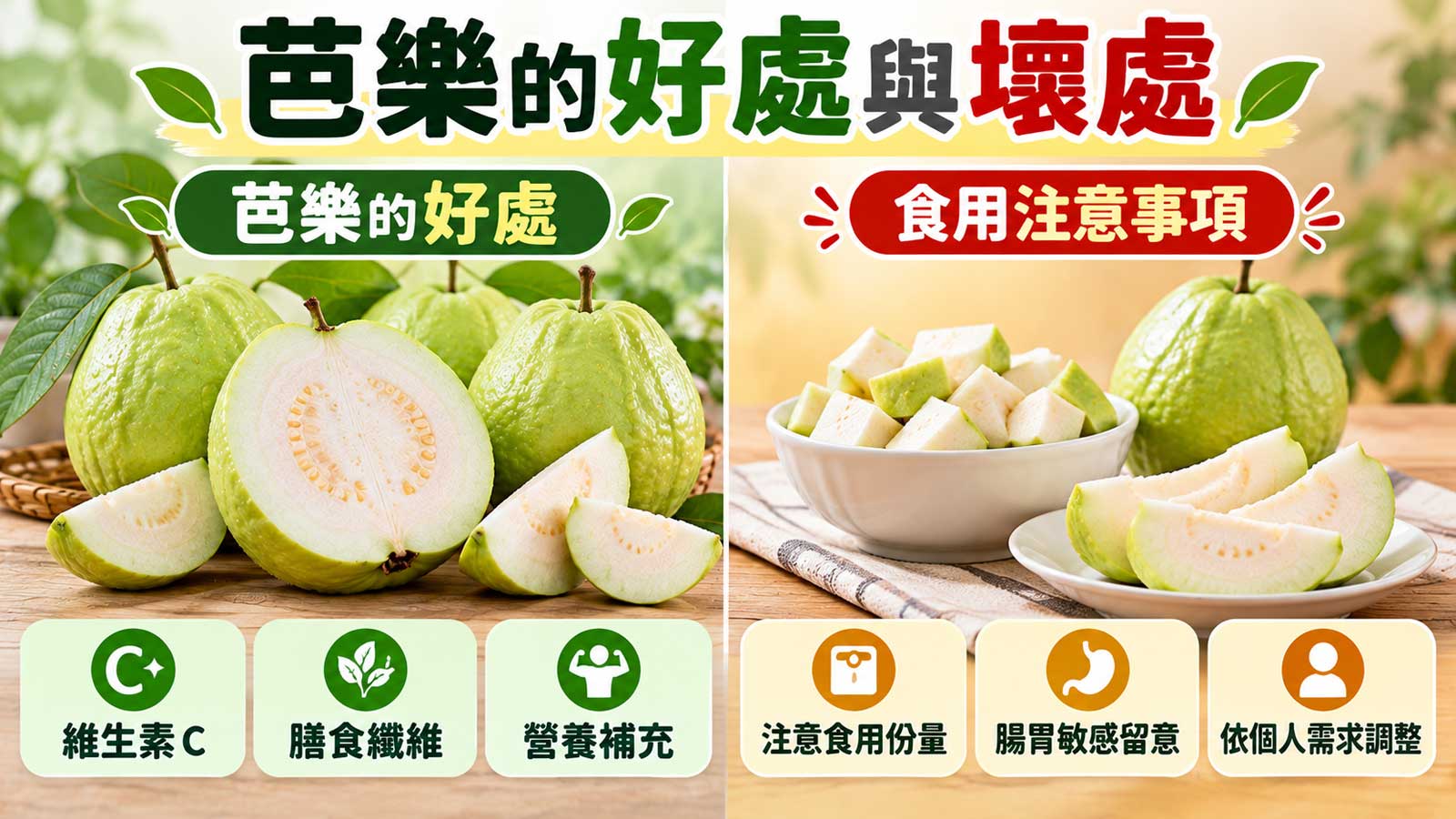 芭樂的好處與壞處，白肉芭樂營養與食用注意事項圖解