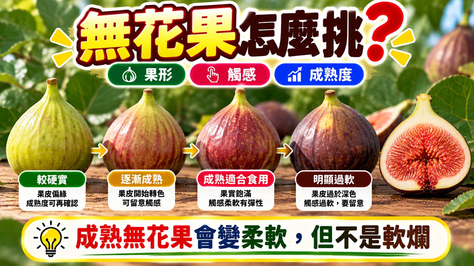 無花果果形果皮果孔軟硬度與成熟度挑選封面