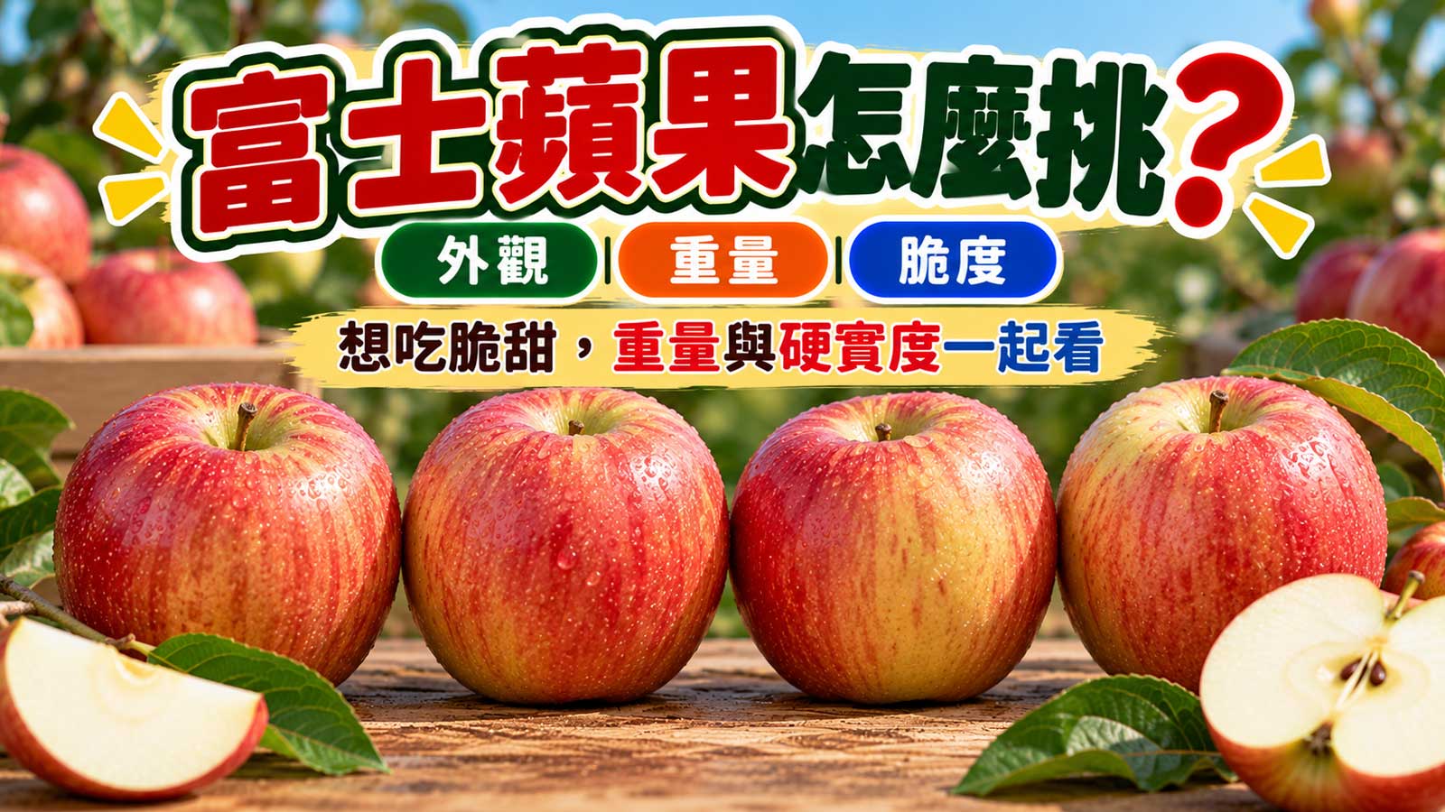 富士蘋果紅色條紋重量感與硬實脆度挑選封面