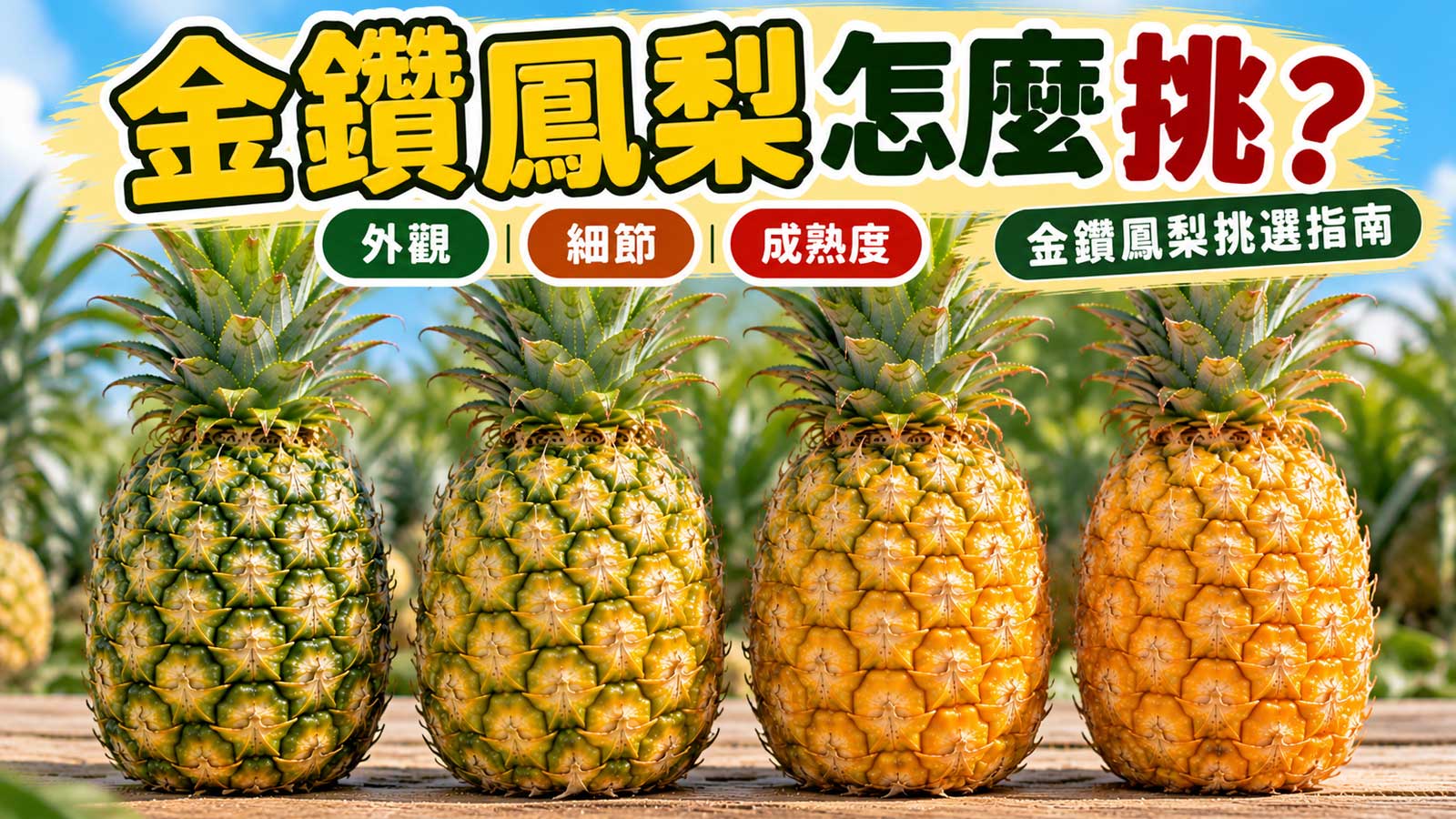 金鑽鳳梨果皮轉色果目與底部香氣挑選封面