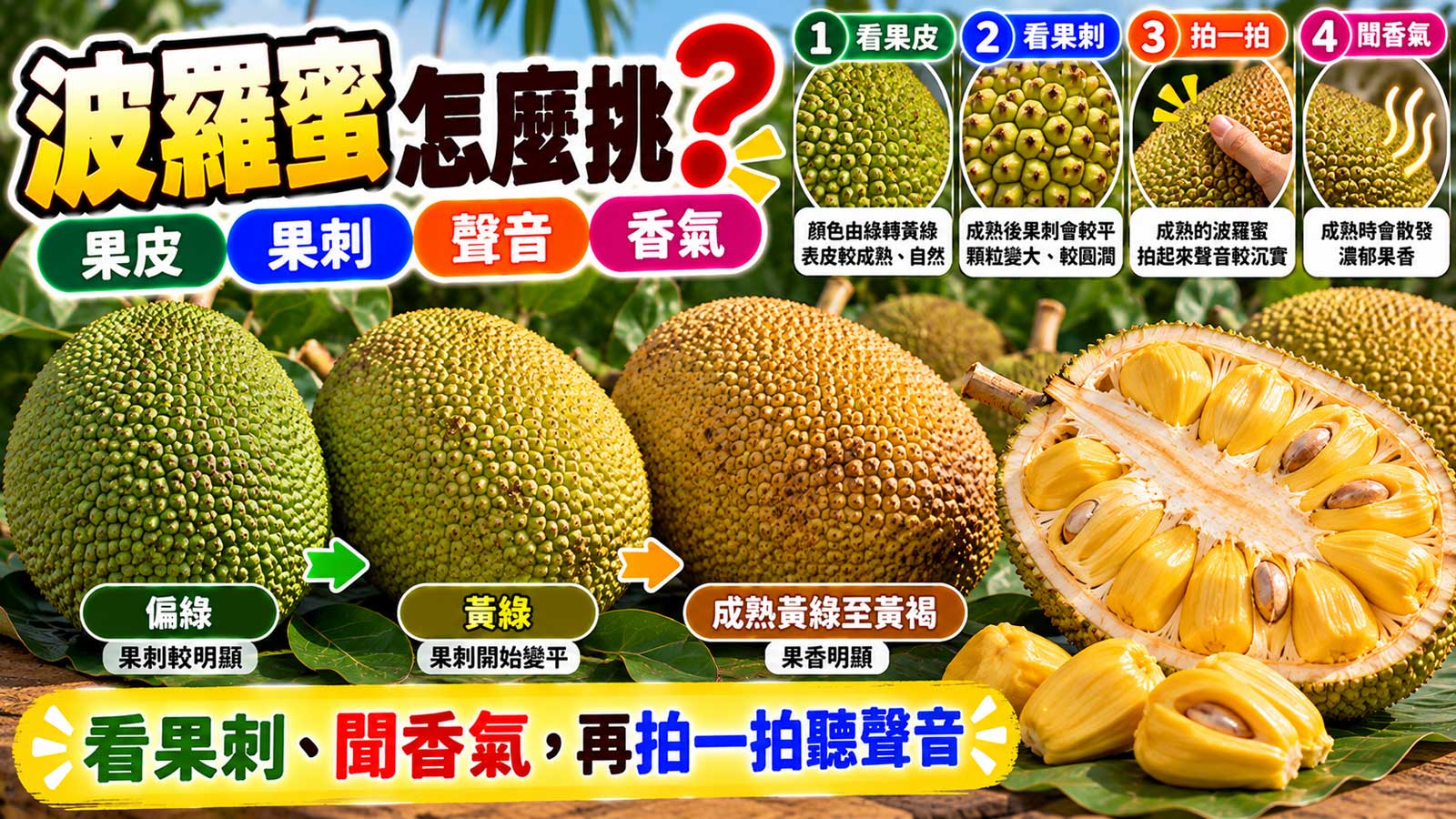 波羅蜜果刺果皮拍擊聲香氣與成熟果肉挑選封面
