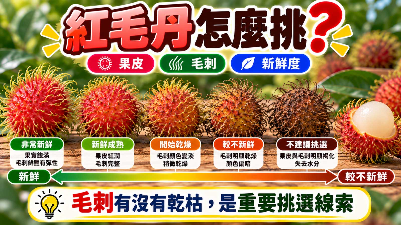 紅毛丹毛刺果皮重量與新鮮度挑選封面