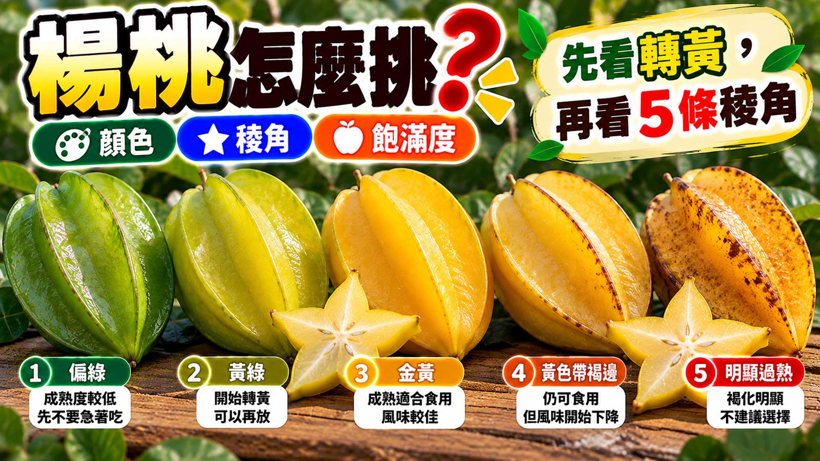 楊桃果皮轉色果稜稜邊與成熟度挑選封面