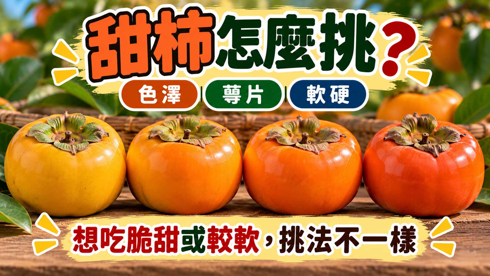 甜柿硬脆成熟萼片與軟傷挑選封面