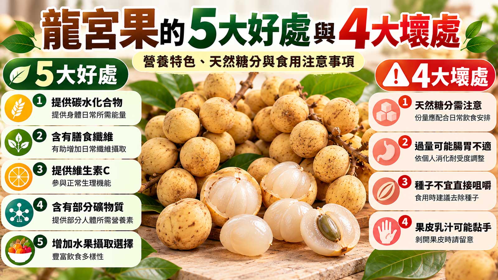 龍宮果的5大好處與4大壞處及食用注意事項，淡黃褐色果皮與白色蒜瓣狀果肉