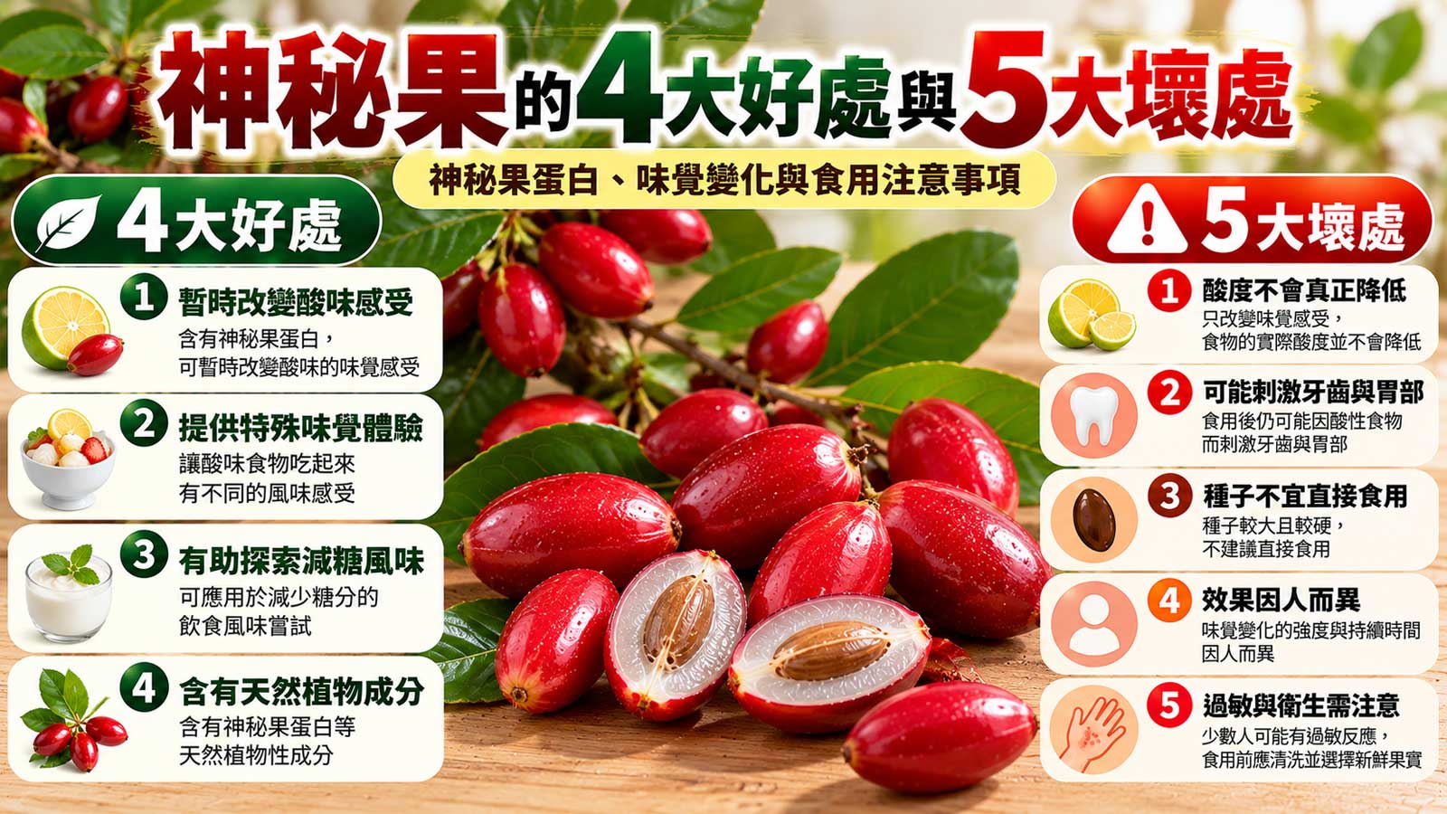 神秘果的4大好處與5大壞處及食用注意事項，紅色神秘果、白色果肉與大型種子