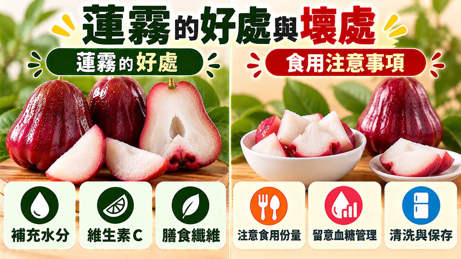 蓮霧的好處與壞處，紅色果皮、白色果肉與食用提醒